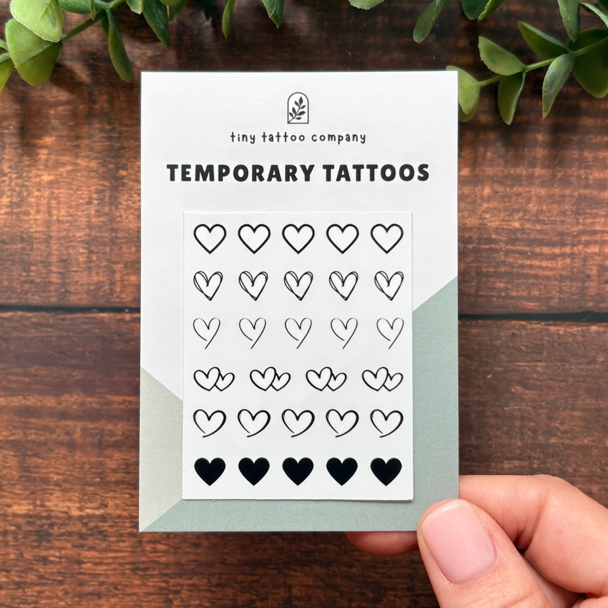 Mini Heart Temporary Tattoo Pack 🖤: With Hanging Tab