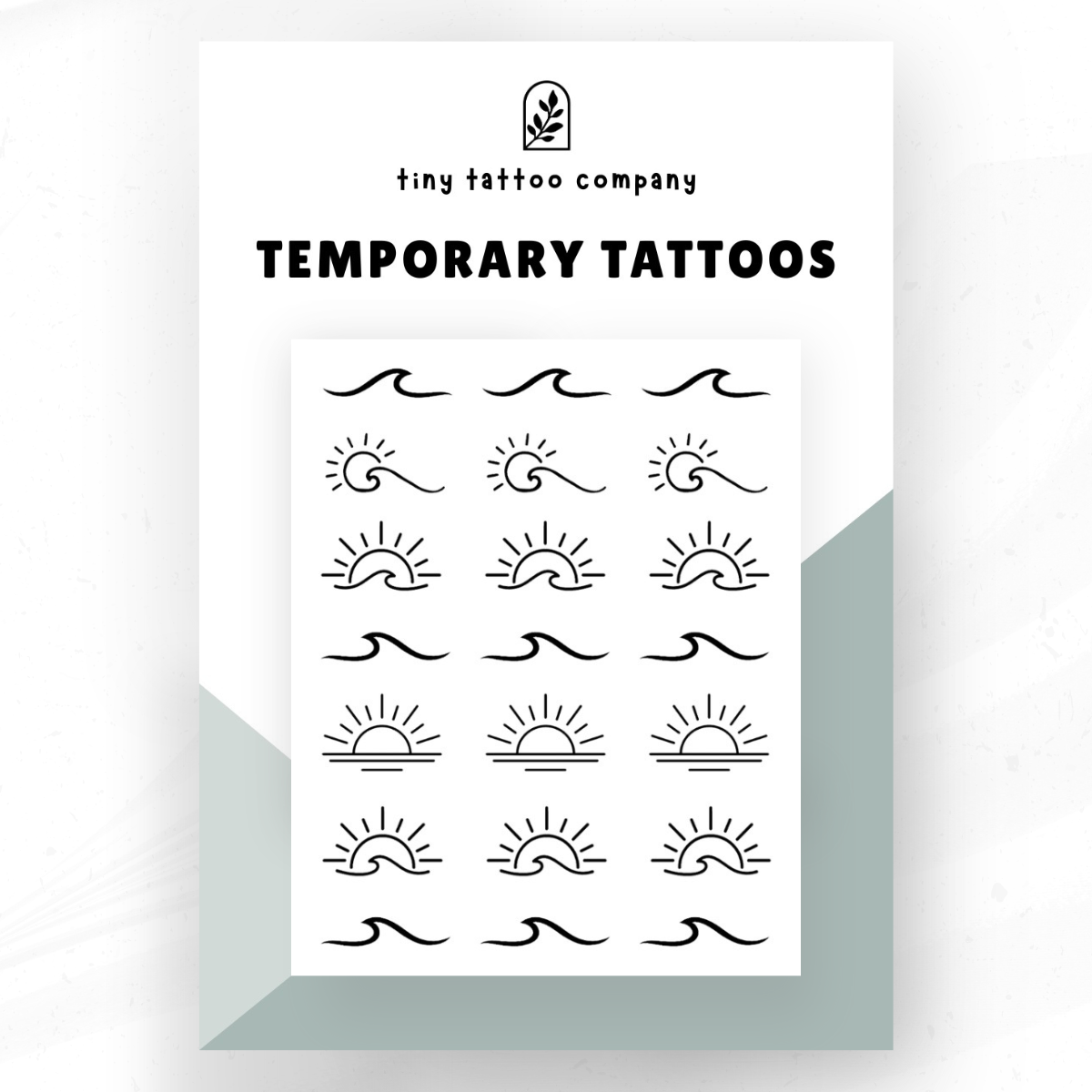 Mini Sun & Waves Temporary Tattoo Pack ☀️: With Hanging Tab