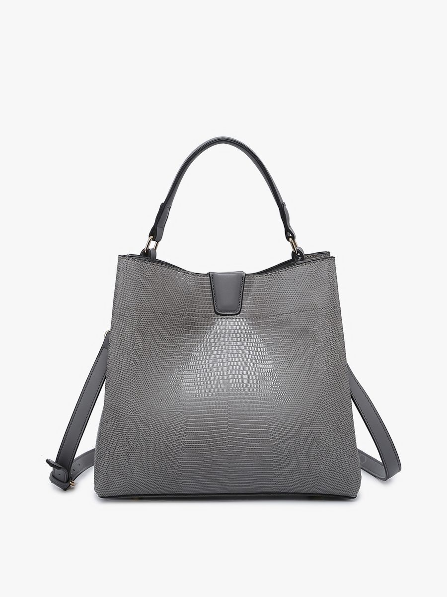Tati Lizard Monogrammable Satchel | M1951LZ : Grey