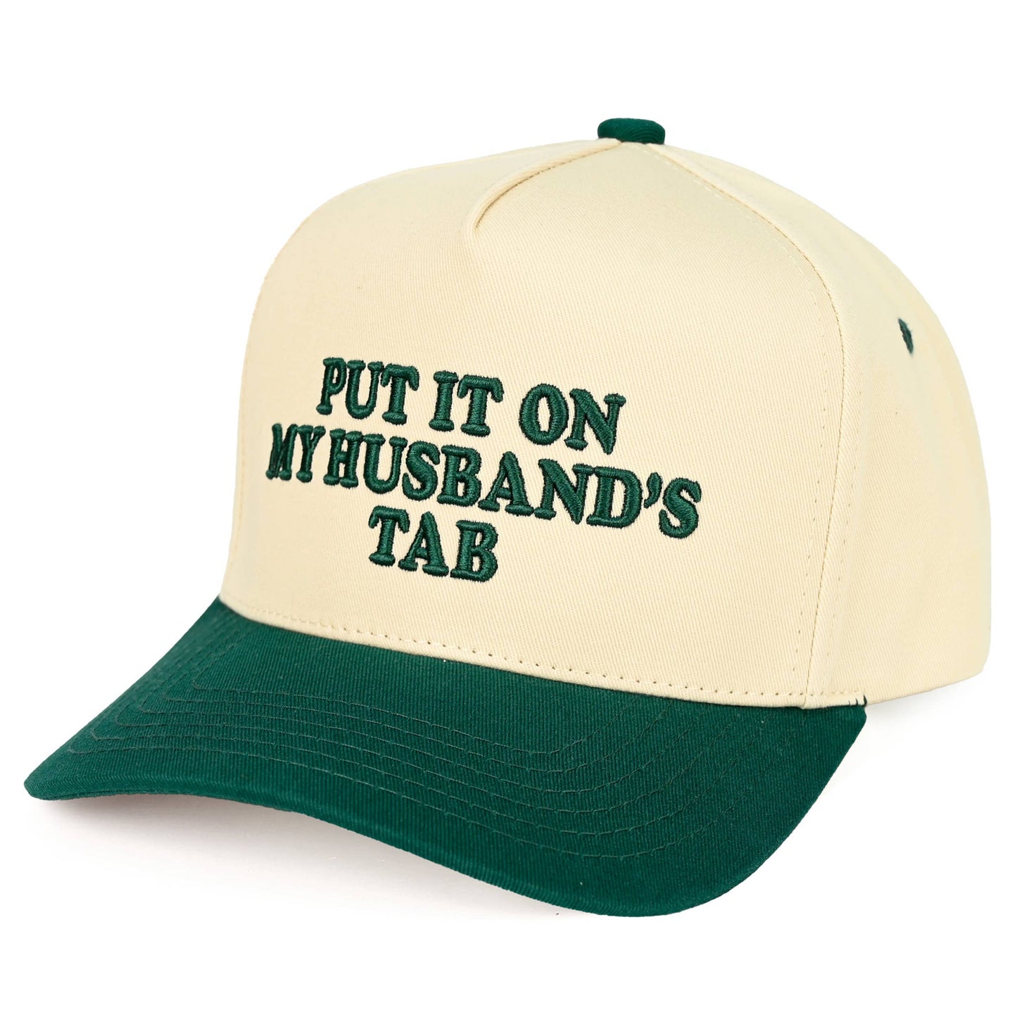 C.C PUT IT ON MY HUSBAND'S TAB Letter Trucker Hat: Brown