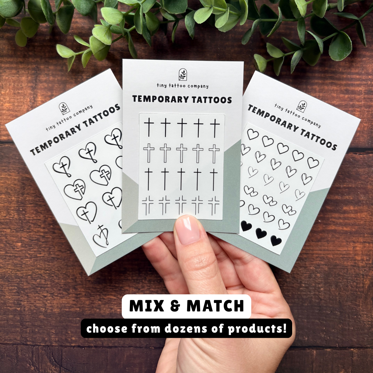 Tiny Cross Temporary Tattoo Set  ✝︎: With Hanging Tab