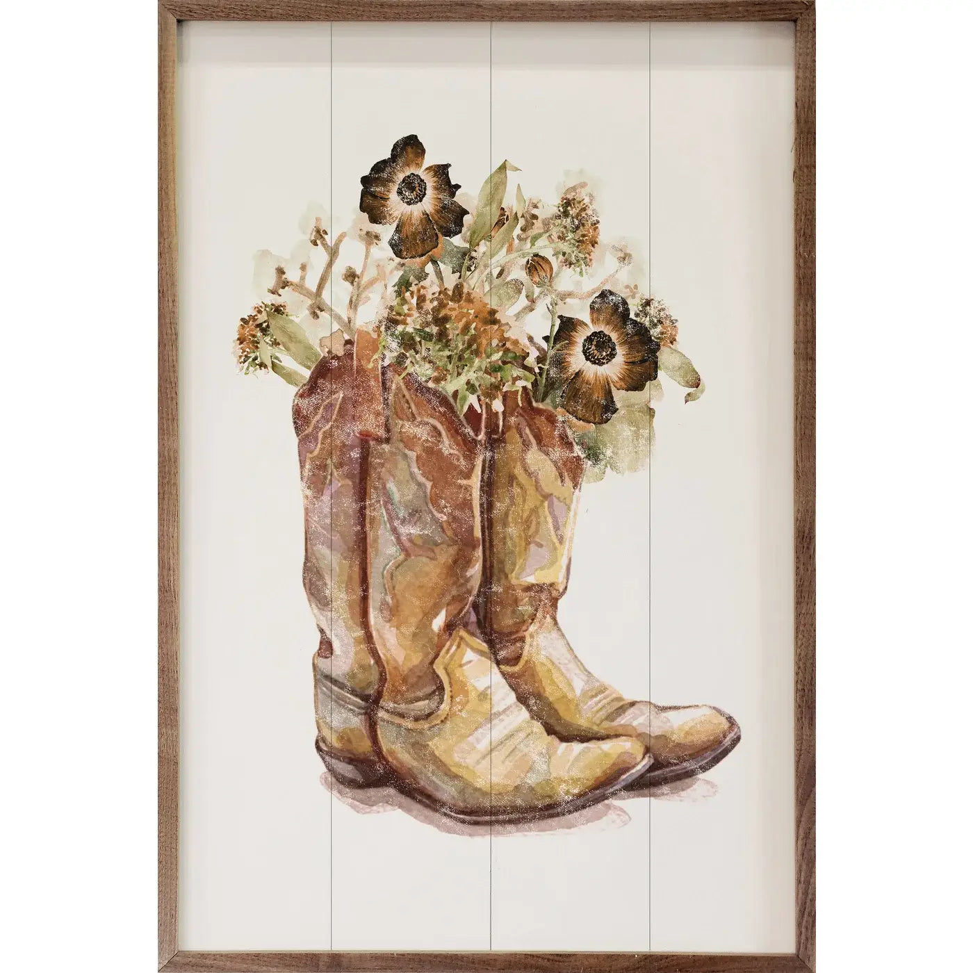 Brown Boots With Flowers: 10 x 16 x 1.5