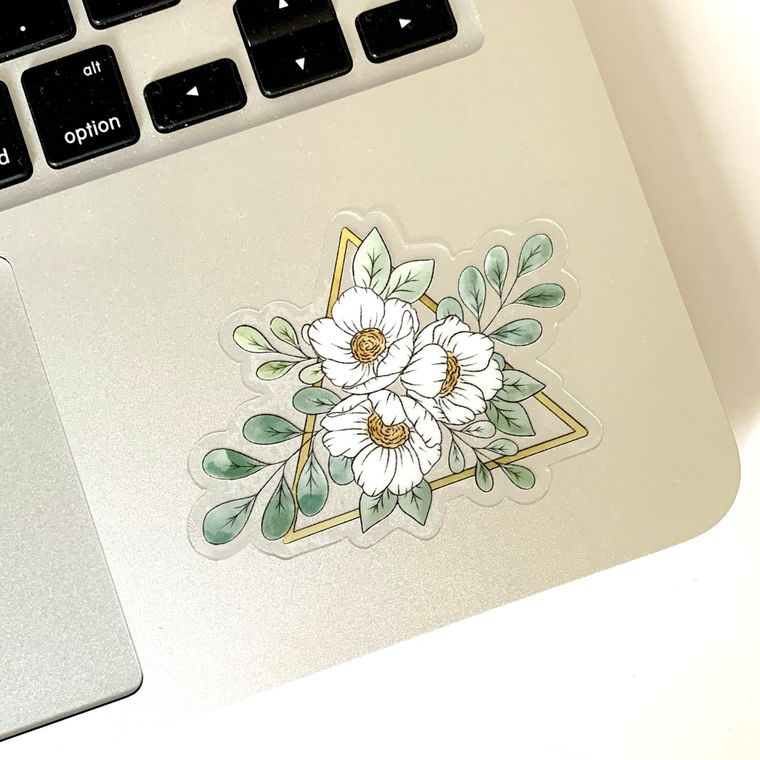 Clear Gold Triangle Flower Sticker 3x3 in.